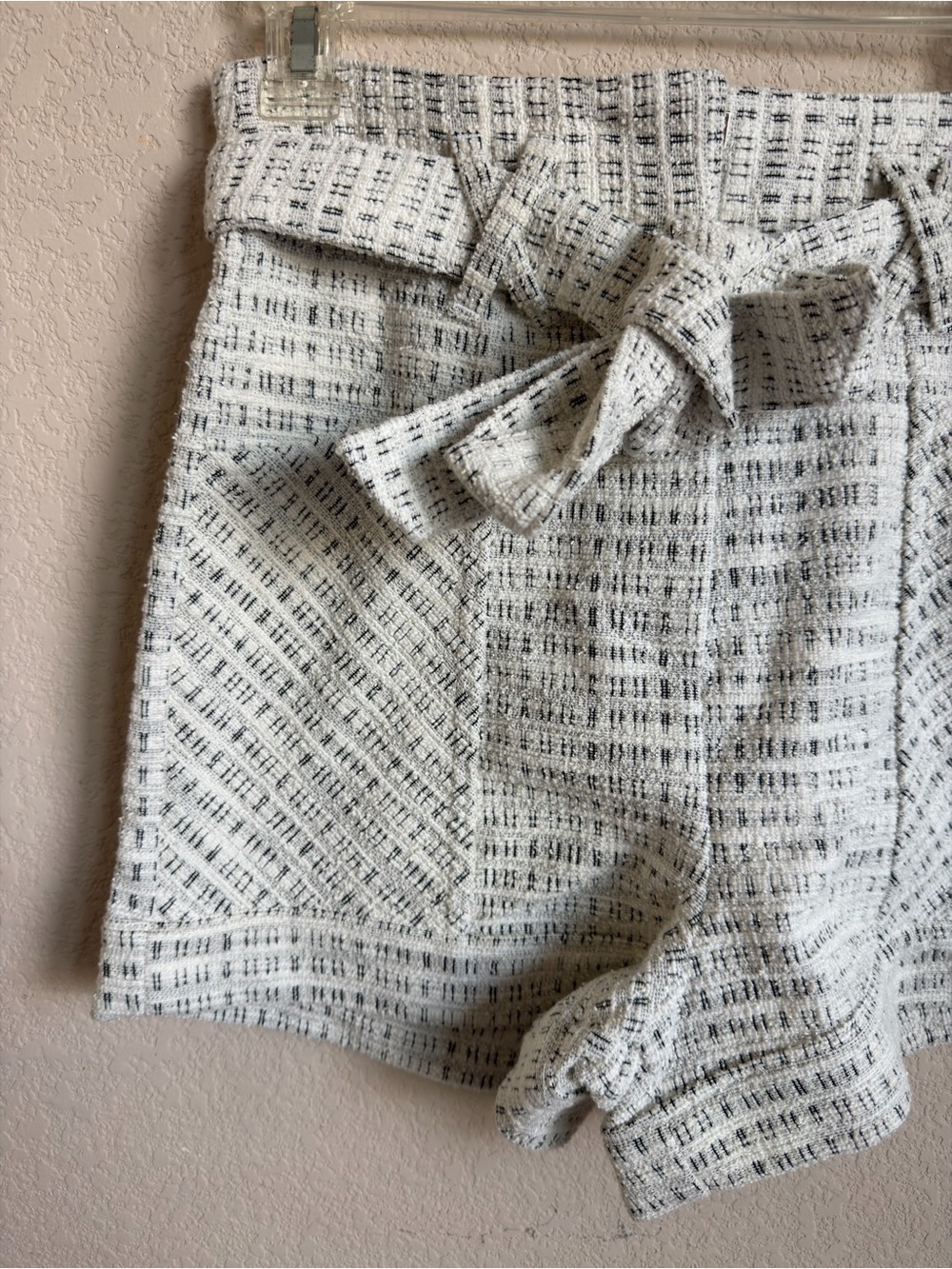 NWT Koko + Mason Ivory Black Tweed Paperbag Tie-Waist High Rise Shorts Size M - Picture 6 of 12